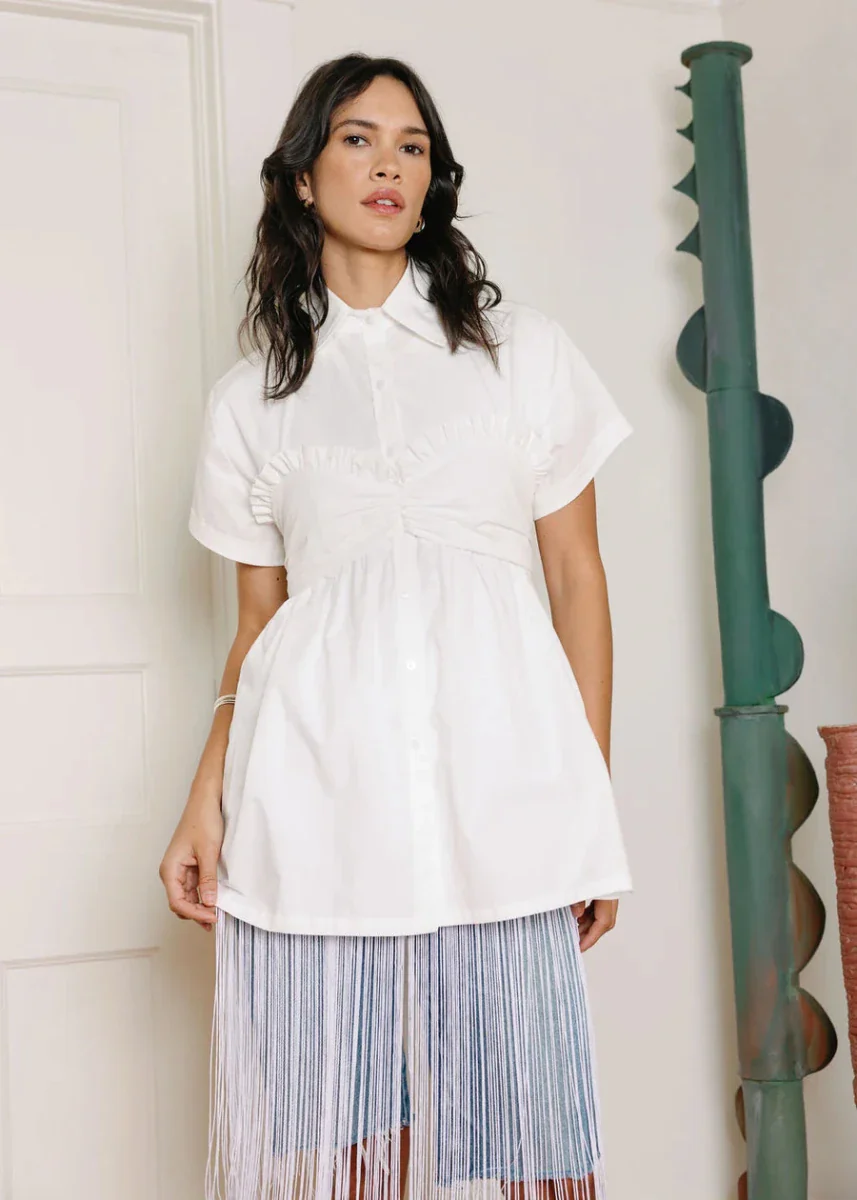 A Bronze Age Charli Top (White Poplin)