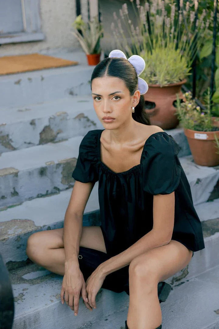 A Bronze Age Demure Top (Black Poplin) - Image 9