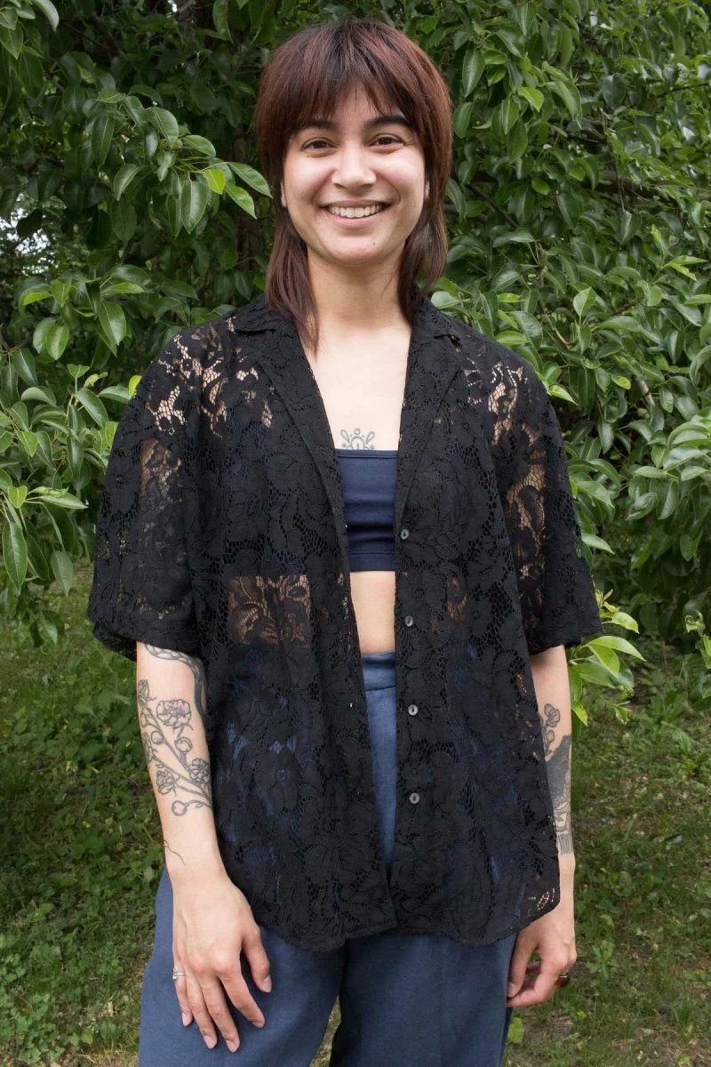 A Bronze Age Romeo Button Down (Black Lace) - Image 5