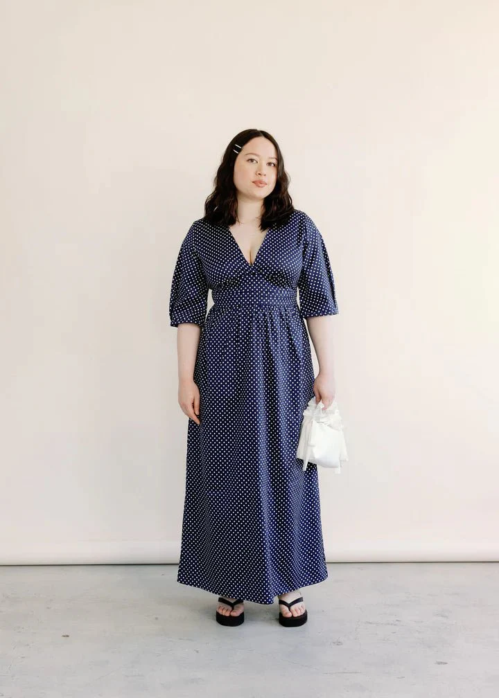 A Bronze Age Verona Dress (Navy Polka Dot) - Image 5