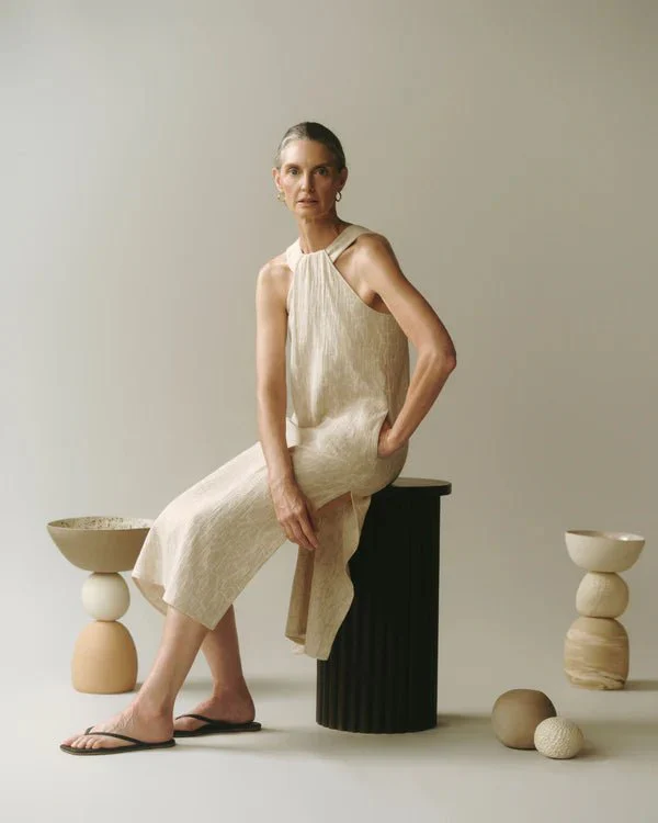 Anushka Marisa Halter Dress (Oatmeal Jacquard) - Image 4