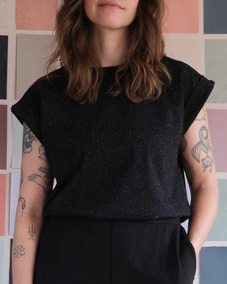 Atelier B Cap Sleeve Top (Black Primary Confetti)