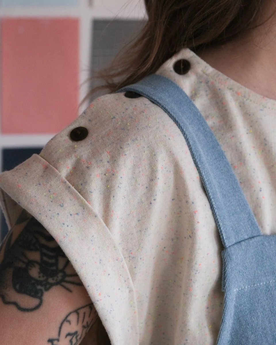 Atelier B Cap Sleeve Top (Cream Neon Confetti)