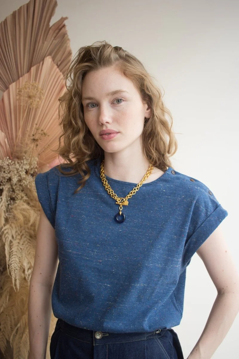 Atelier B Cap Sleeve Top (Navy Confetti) - Image 3