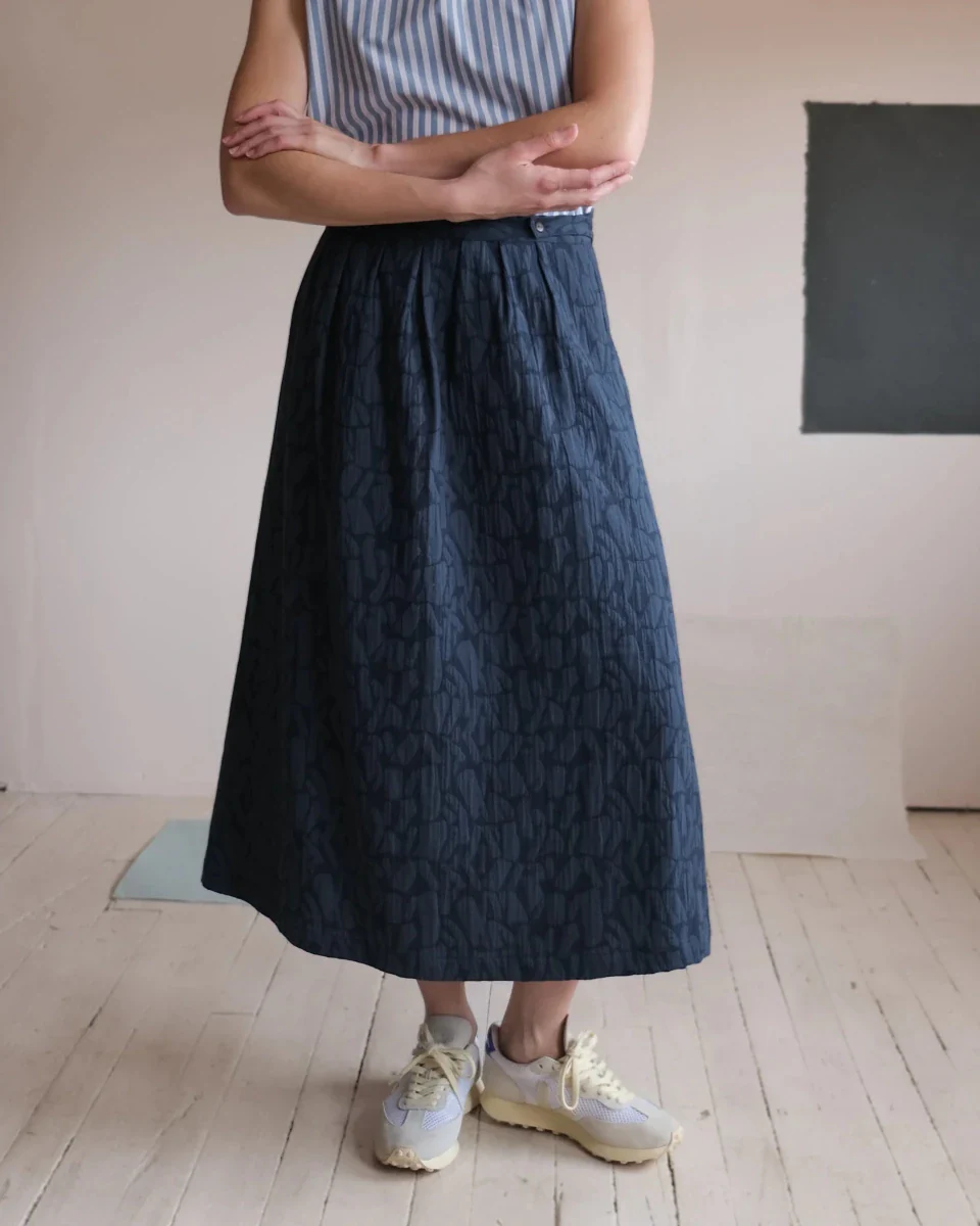 Atelier B Wrap Skirt (Textured Teal Jacquard) - Image 4