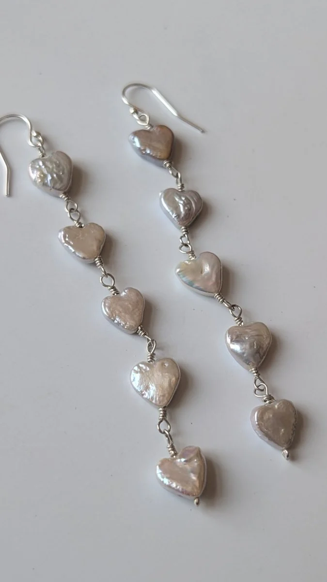 Atelier Melrai Pearl Heart Drop Earrings