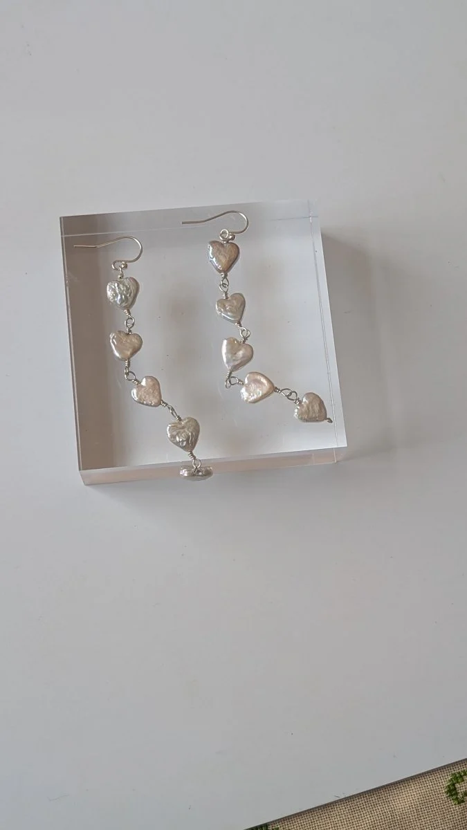 Atelier Melrai Pearl Heart Drop Earrings - Image 2