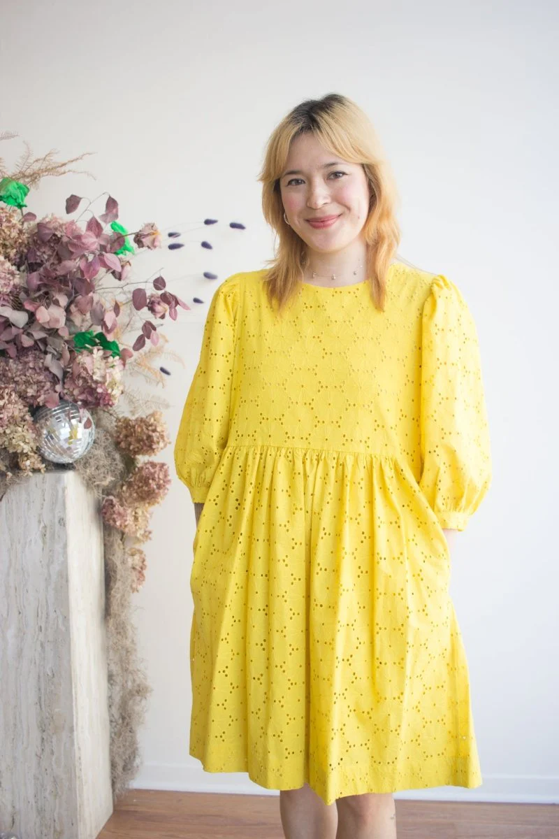 Birds of North America Bluebonnet Dress (Yuzu)
