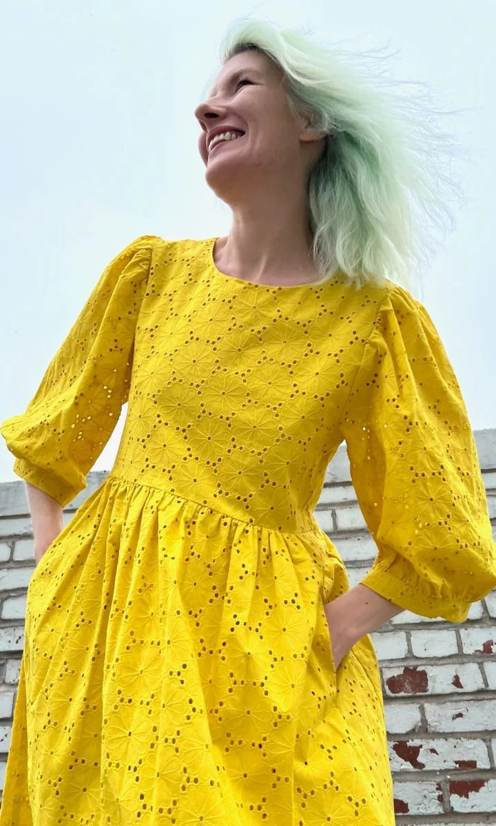 Birds of North America Bluebonnet Dress (Yuzu) - Image 5