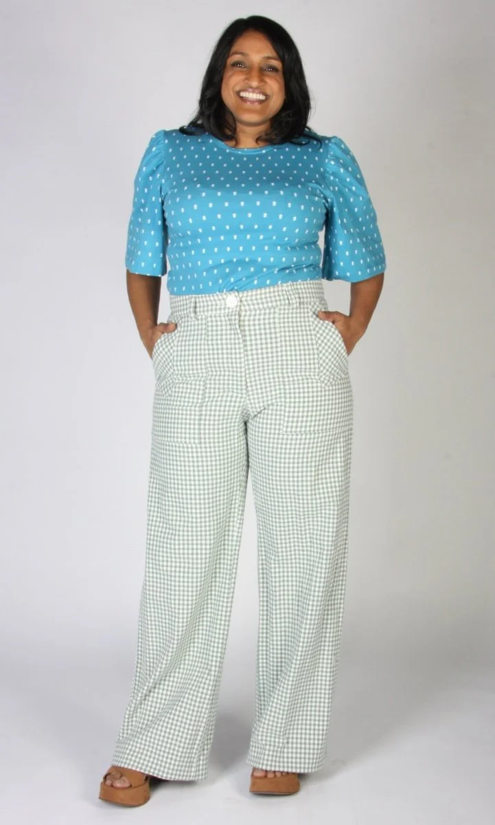 Birds of North America Gannet Pants (Sage Gingham) - Image 10