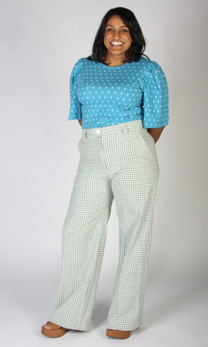 Birds of North America Gannet Pants (Sage Gingham) - Image 11