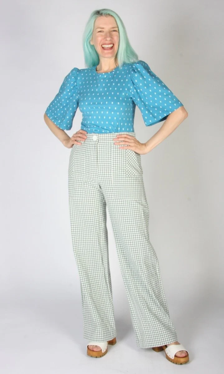 Birds of North America Gannet Pants (Sage Gingham) - Image 5