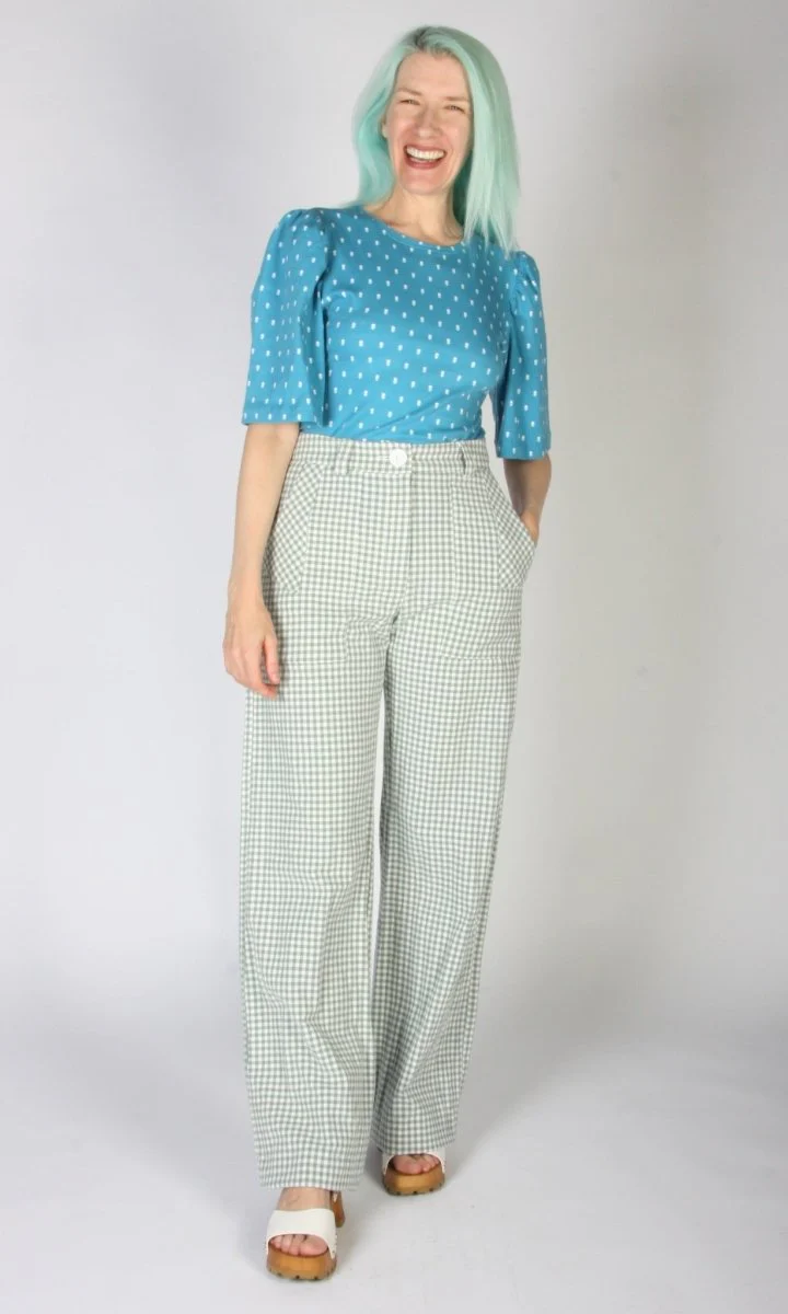 Birds of North America Gannet Pants (Sage Gingham) - Image 6