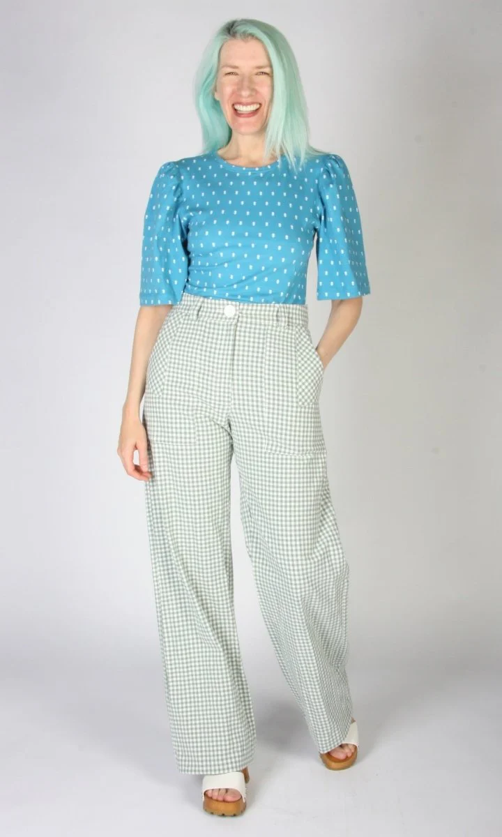Birds of North America Gannet Pants (Sage Gingham) - Image 7