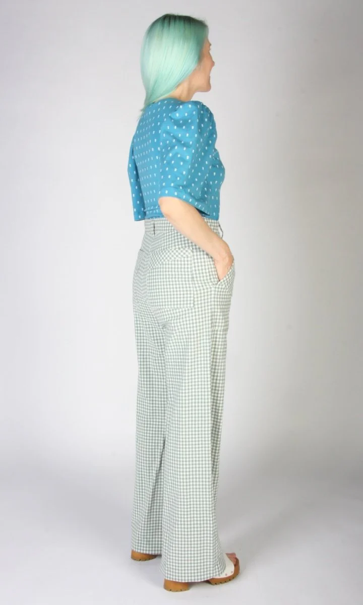 Birds of North America Gannet Pants (Sage Gingham) - Image 8