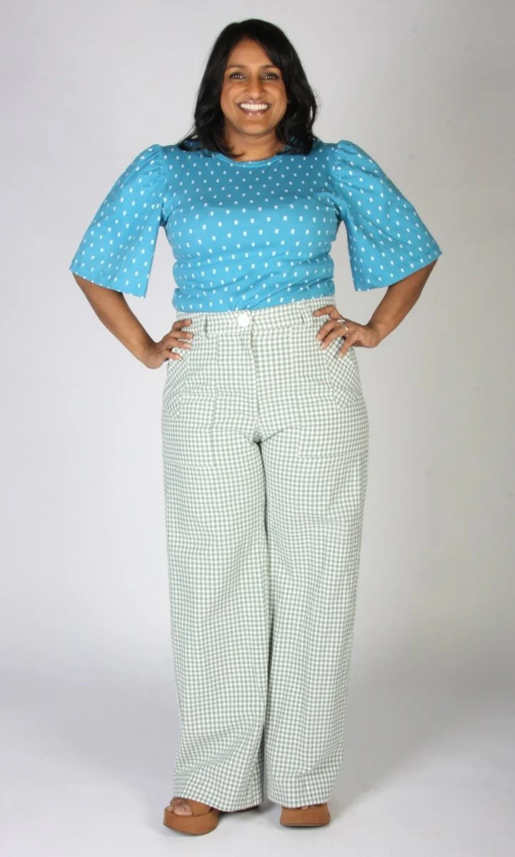 Birds of North America Gannet Pants (Sage Gingham) - Image 9