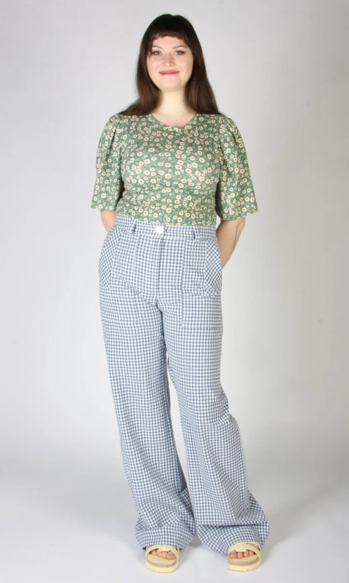 Birds of North America Gannet Pants (Blue Gingham) - Image 10