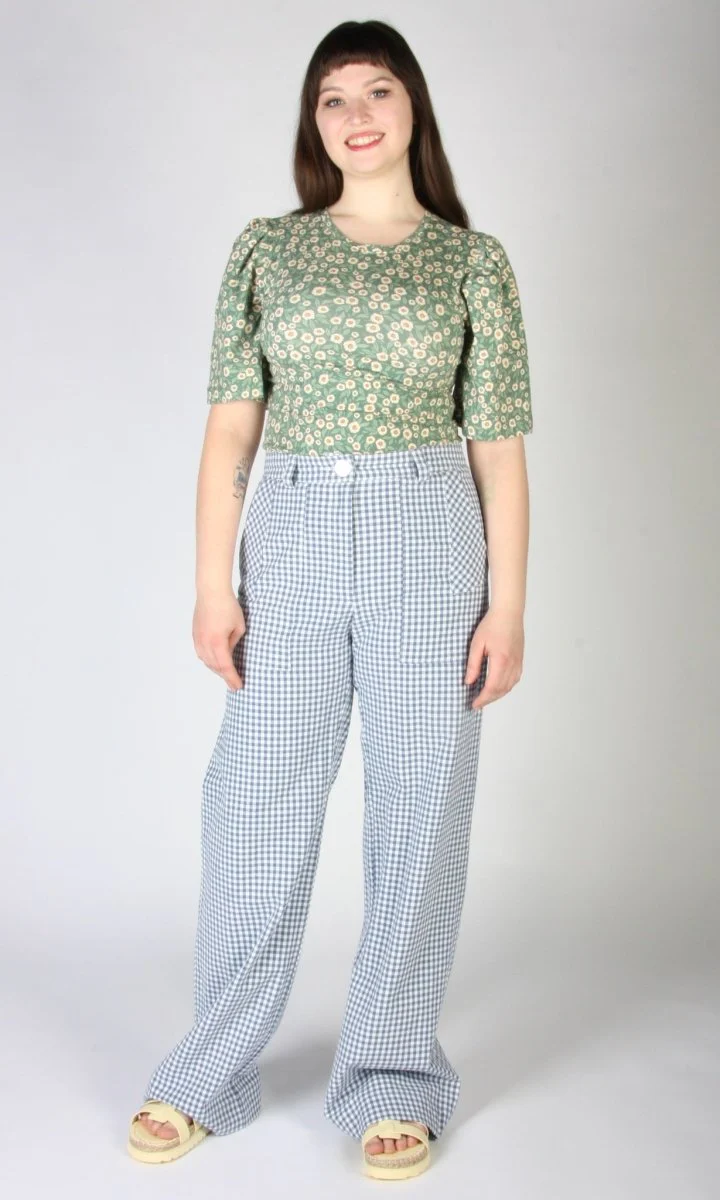 Birds of North America Gannet Pants (Blue Gingham) - Image 8