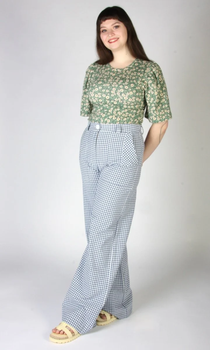 Birds of North America Gannet Pants (Blue Gingham) - Image 9