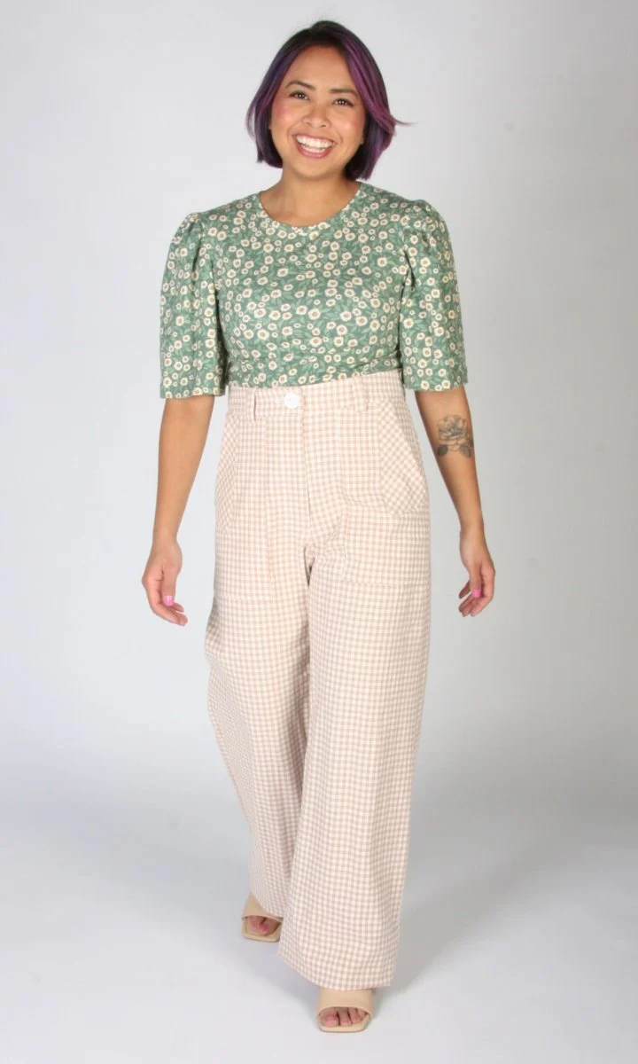 Birds of North America Gannet Pants (Peach Gingham) - Image 7