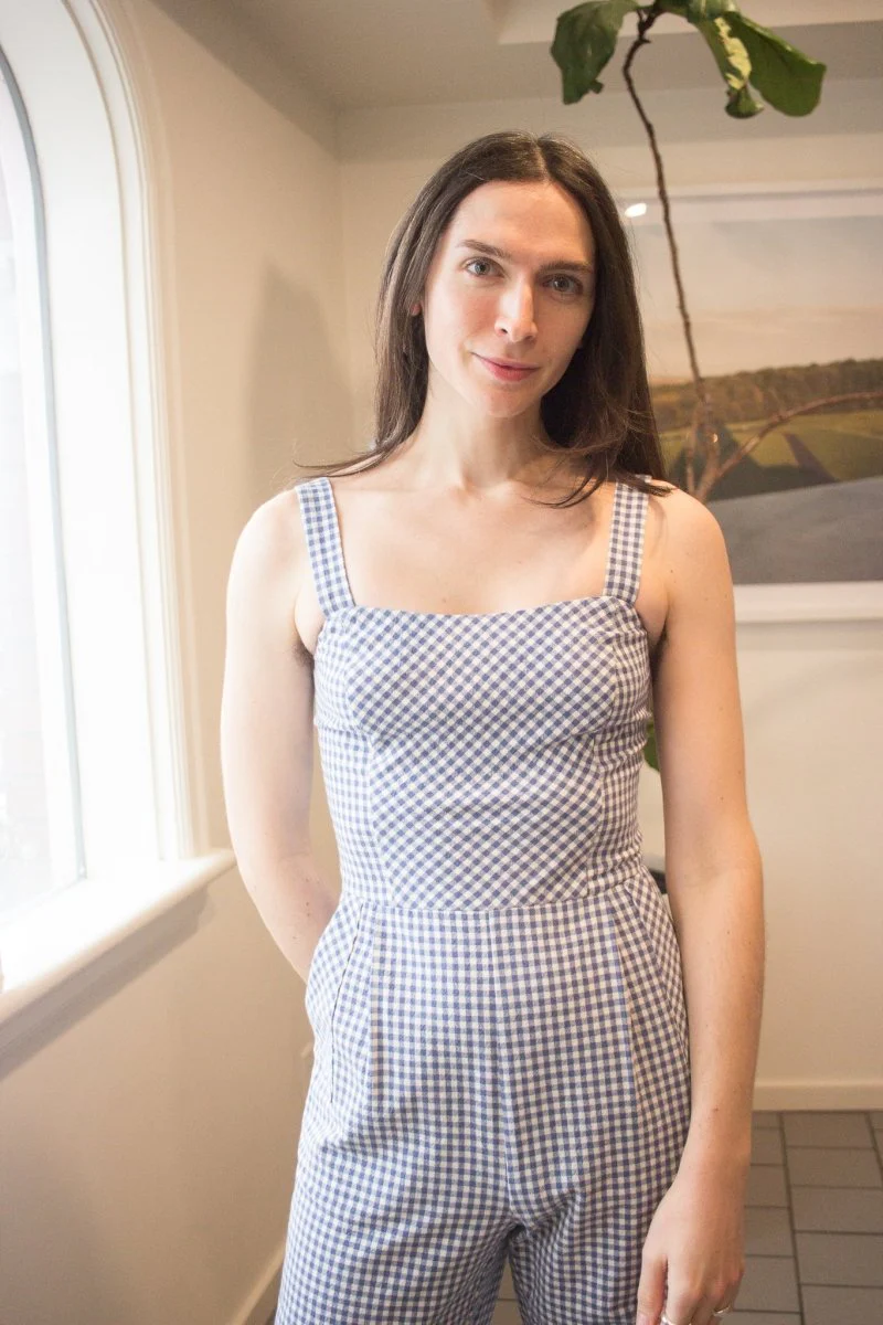 Birds of North America Roadrunner Jumpsuit (Blue Gingham) - Image 2