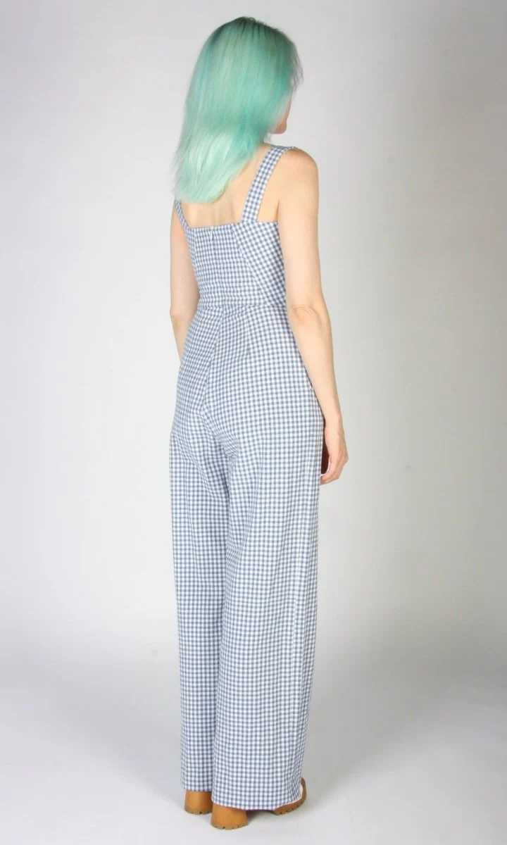 Birds of North America Roadrunner Jumpsuit (Blue Gingham) - Image 8