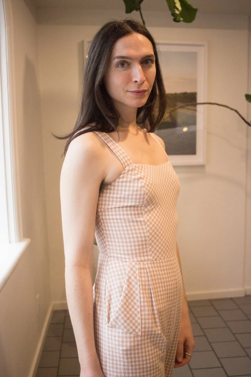 Birds of North America Roadrunner Jumpsuit (Peach Gingham) - Image 3
