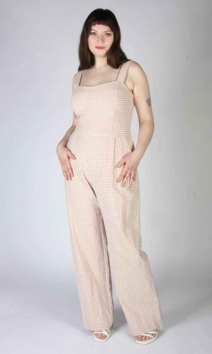 Birds of North America Roadrunner Jumpsuit (Peach Gingham) - Image 8