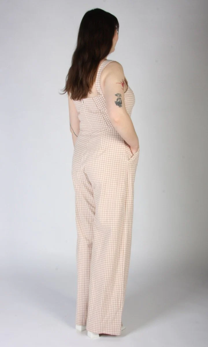 Birds of North America Roadrunner Jumpsuit (Peach Gingham) - Image 9