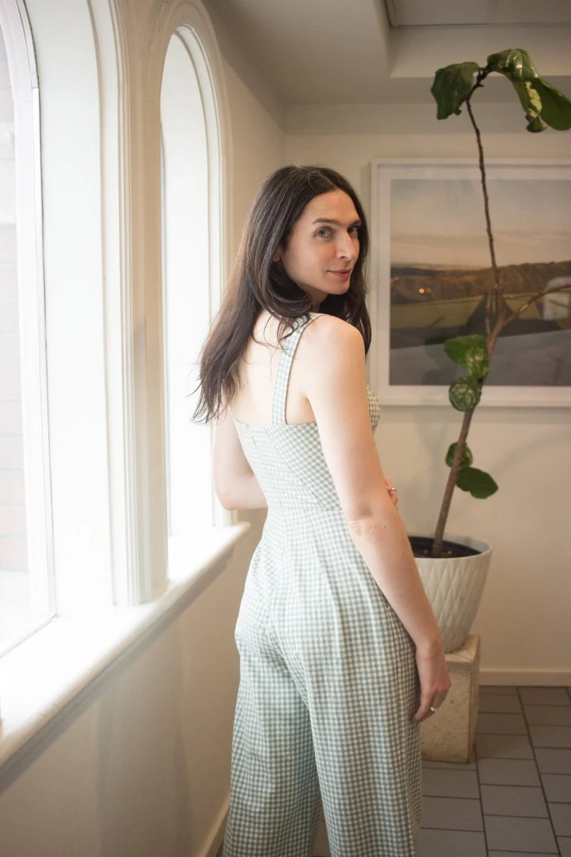 Birds of North America Roadrunner Jumpsuit (Sage Gingham) - Image 3