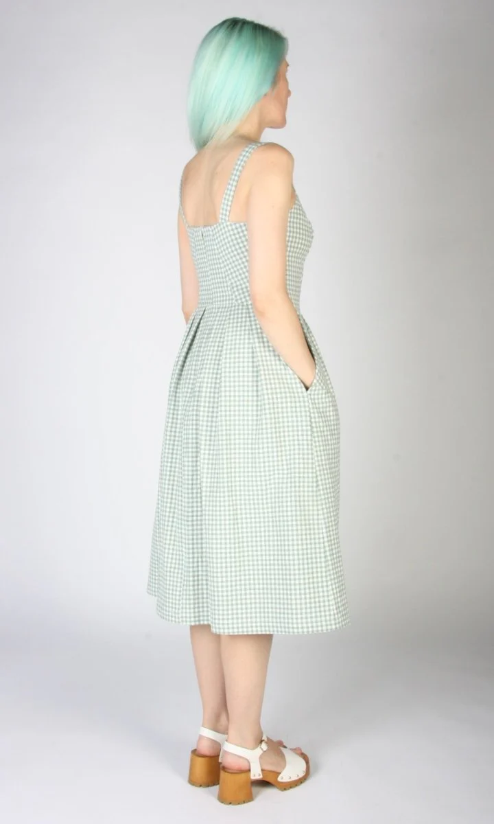 Birds of North America Sparrow Hawk Dress (Sage Gingham) - Image 12