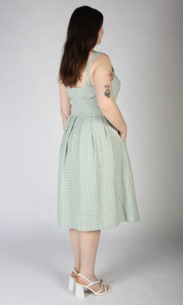 Birds of North America Sparrow Hawk Dress (Sage Gingham) - Image 16