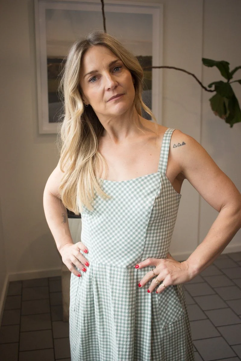 Birds of North America Sparrow Hawk Dress (Sage Gingham) - Image 4