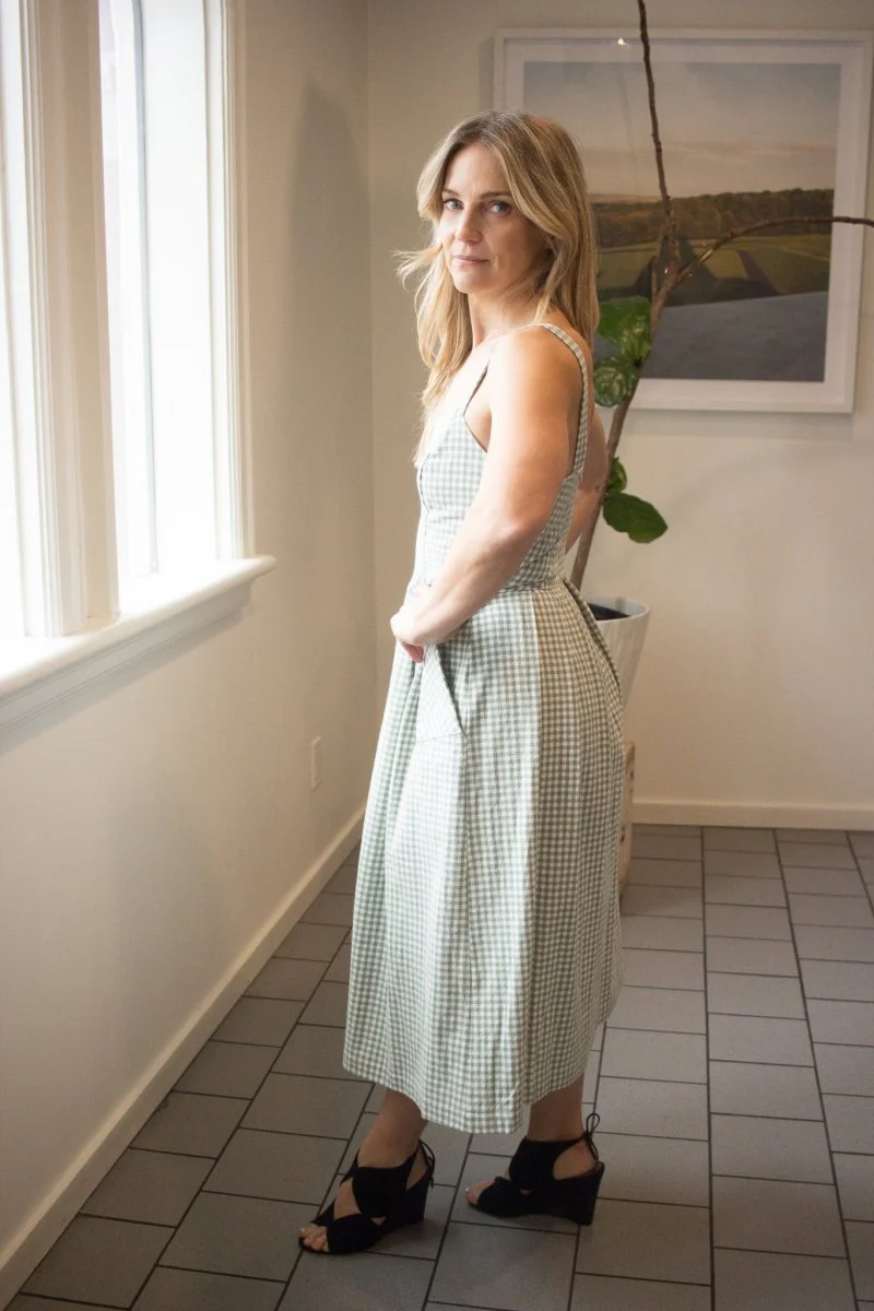 Birds of North America Sparrow Hawk Dress (Sage Gingham) - Image 5