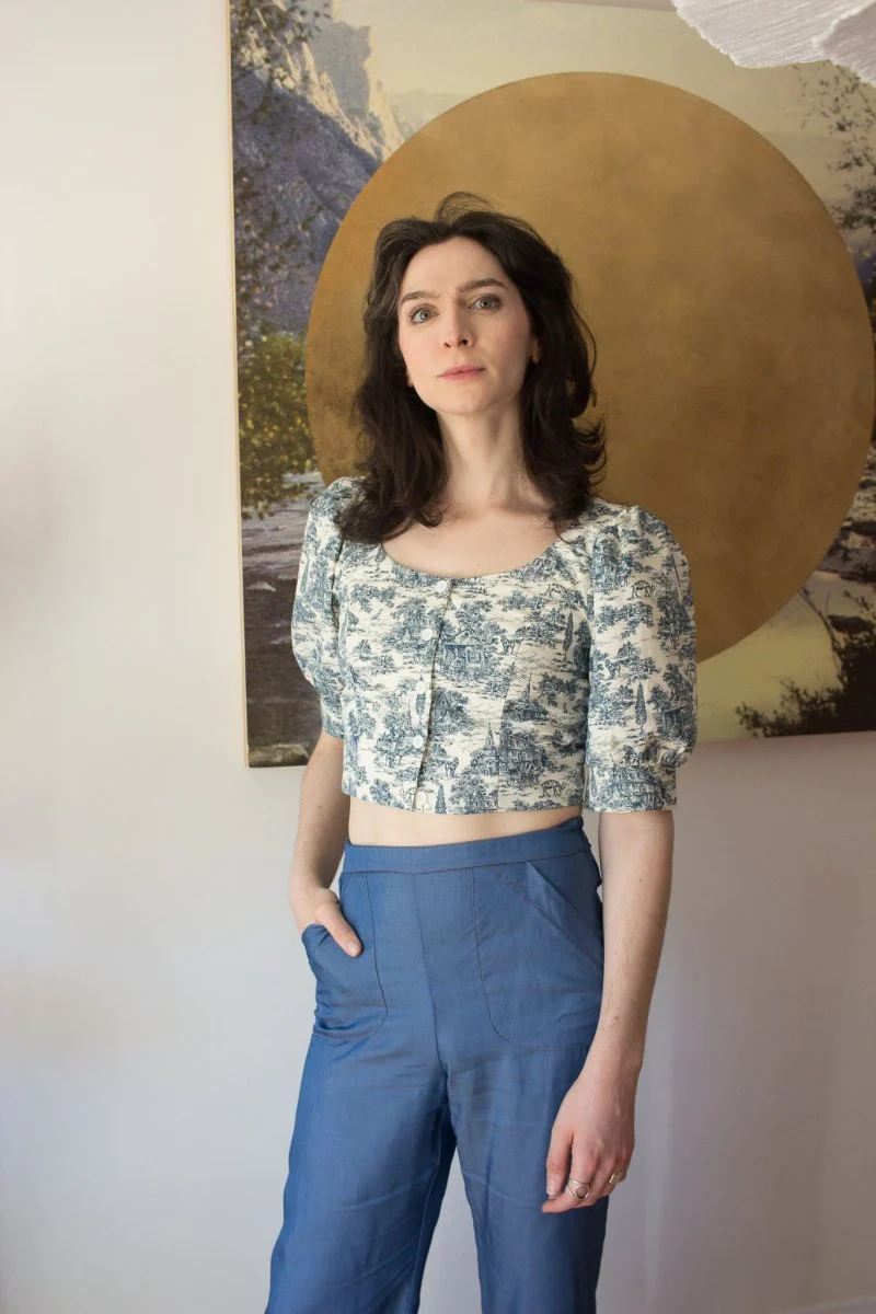 Birds of North America Stonechat Top - Navy Village Toile (Online Exclusive)