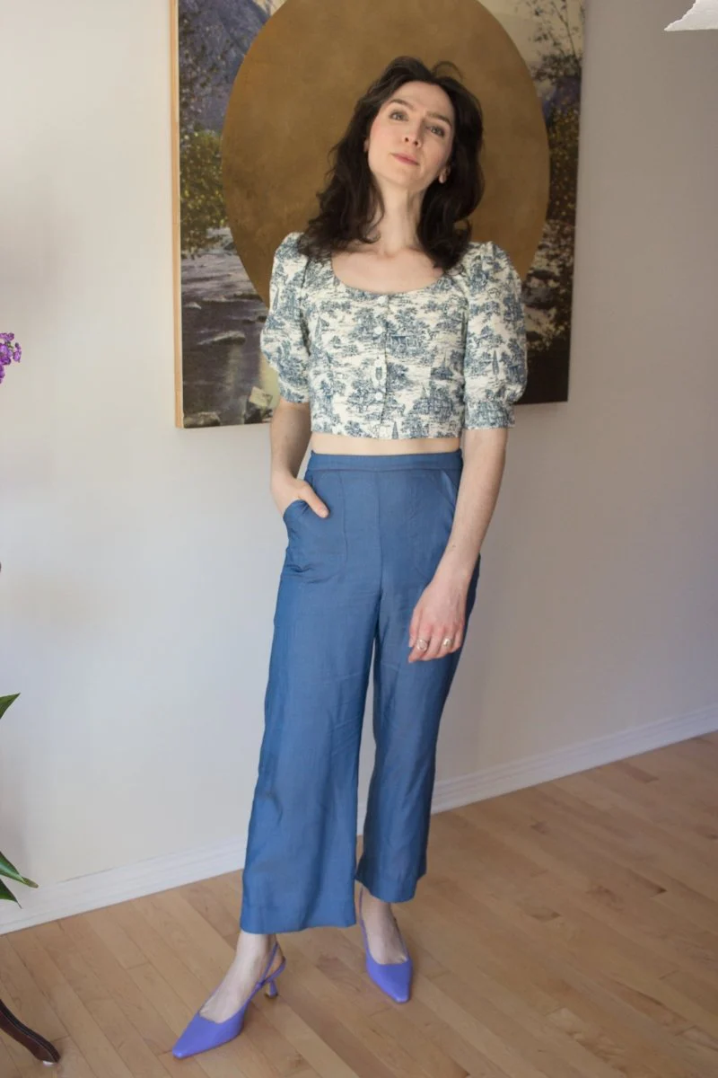 Birds of North America Stonechat Top - Navy Village Toile (Online Exclusive) - Image 3