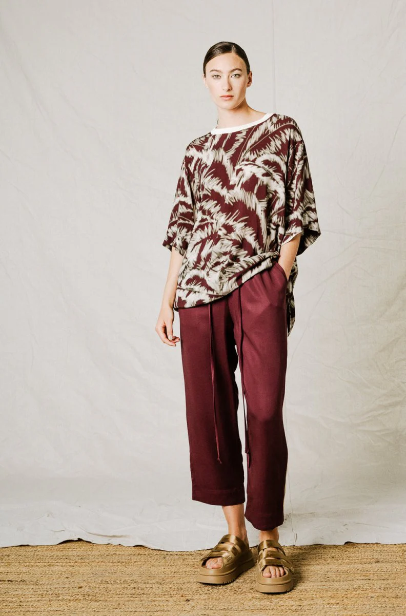 Bodybag Belize T-Shirt - Burgundy or Grey Palm Print (In Store)