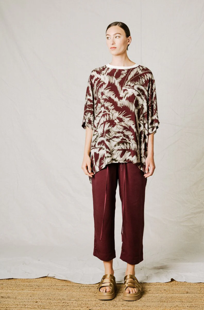 Bodybag Belize T-Shirt - Burgundy or Grey Palm Print (In Store) - Image 2