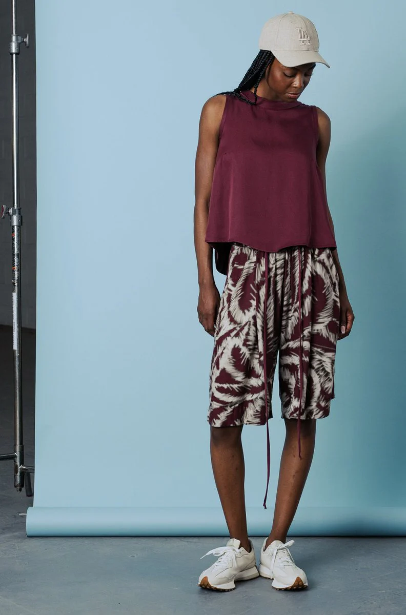 Bodybag Calypso Bermuda Shorts - Burgundy Palm Print (Online Exclusive)