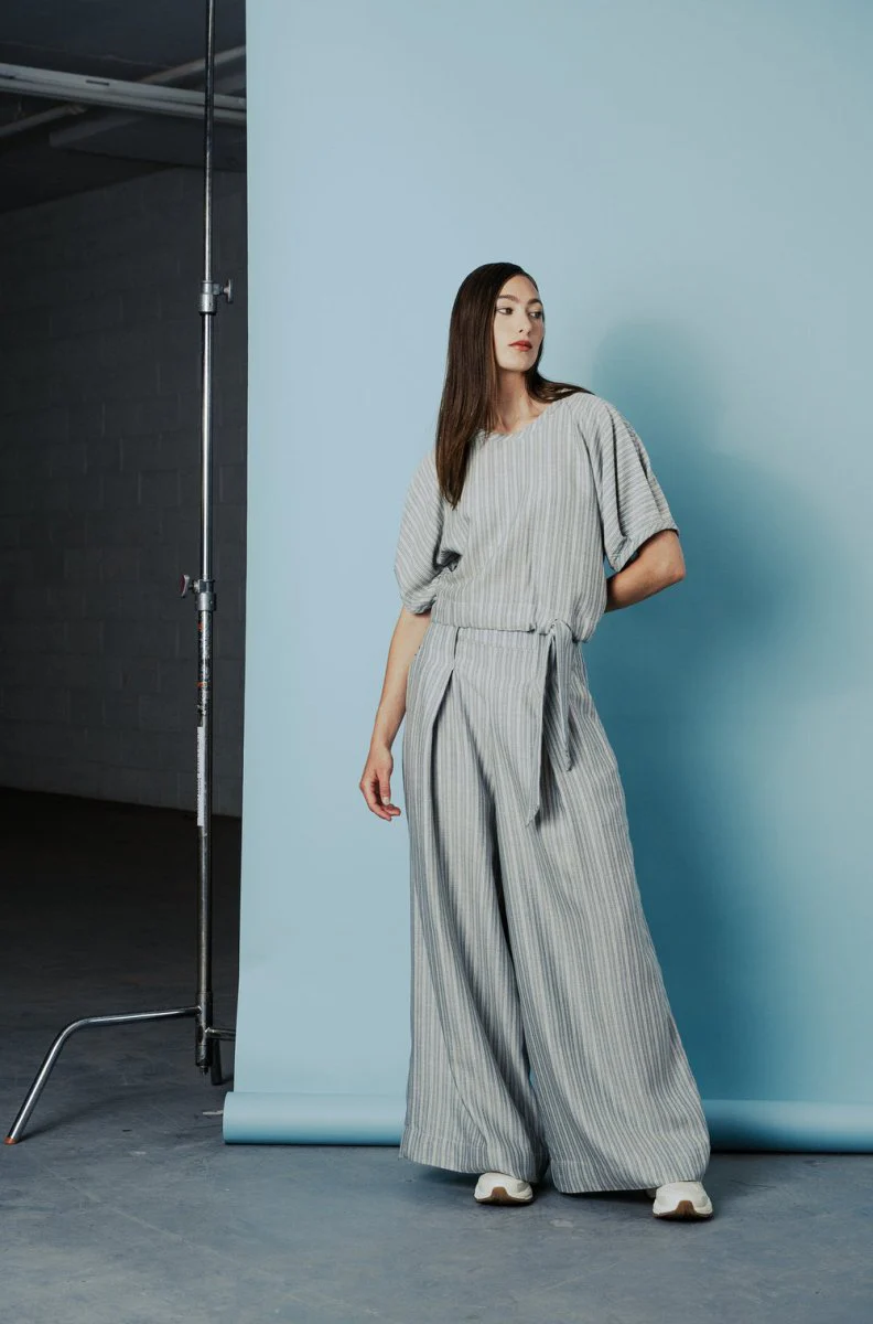 Bodybag Nancy Trousers - Light Blue Herringbone (In-Store) - Image 15