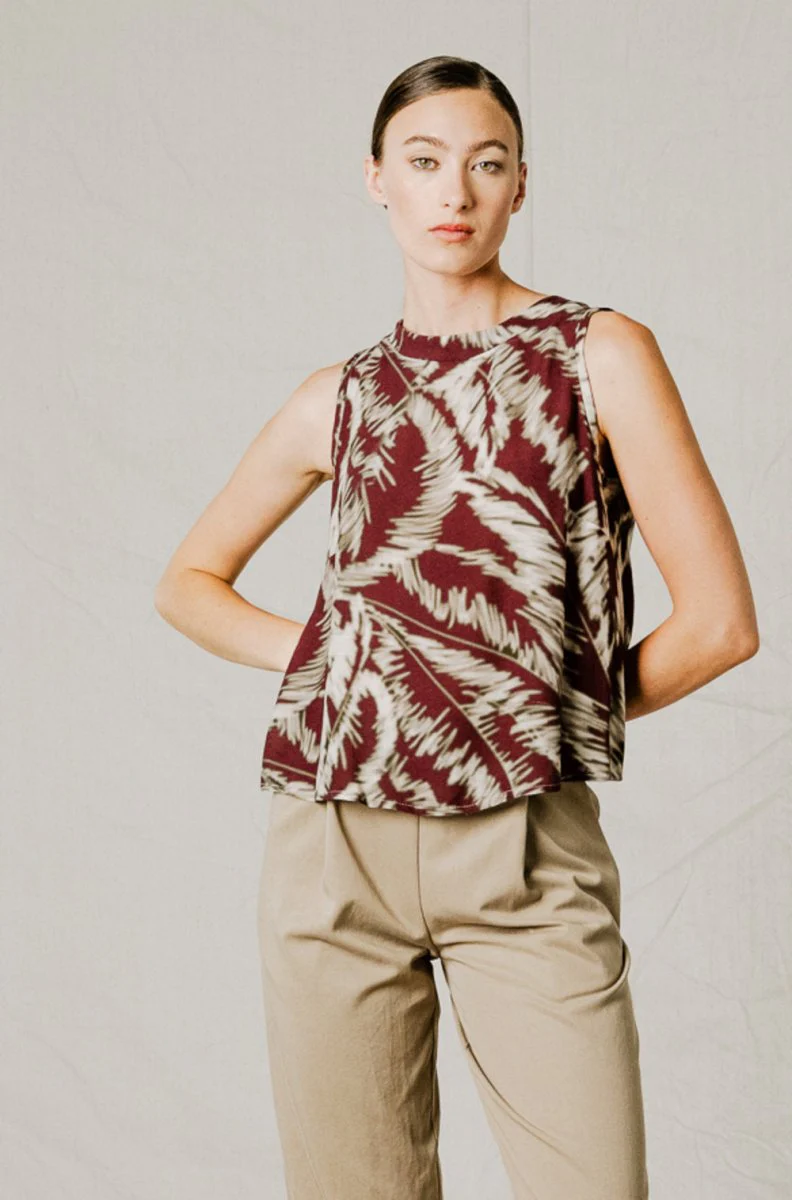 Bodybag Pacifica Palm Print Top - Burgundy or Grey (Online Exclusive)