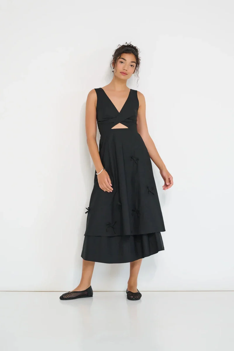 DorsaLi Twisted Basics Dress (Black Italian Poplin) - Image 4