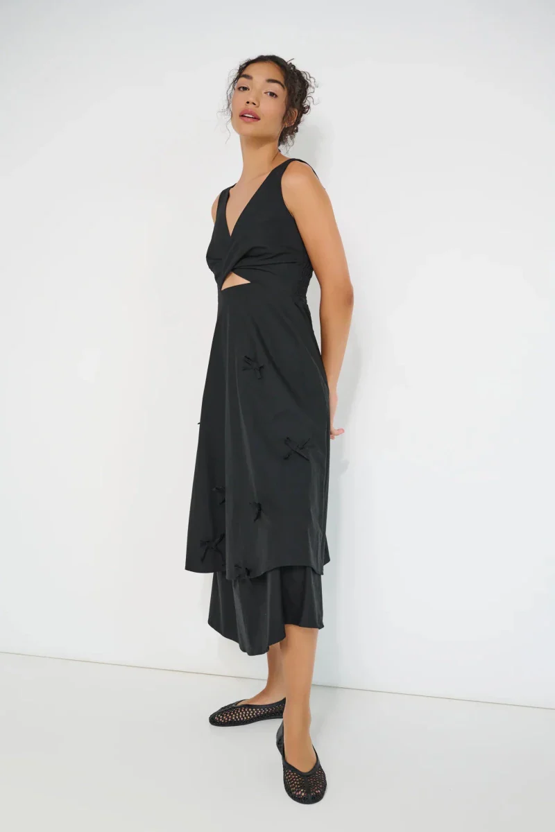 DorsaLi Twisted Basics Dress (Black Italian Poplin) - Image 5