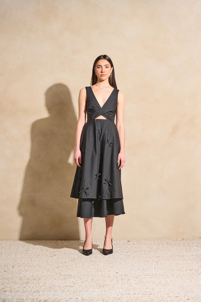 DorsaLi Twisted Basics Dress (Black Italian Poplin) - Image 7