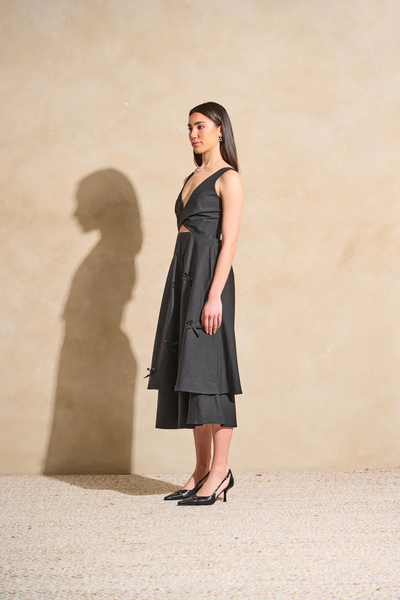 DorsaLi Twisted Basics Dress (Black Italian Poplin) - Image 8