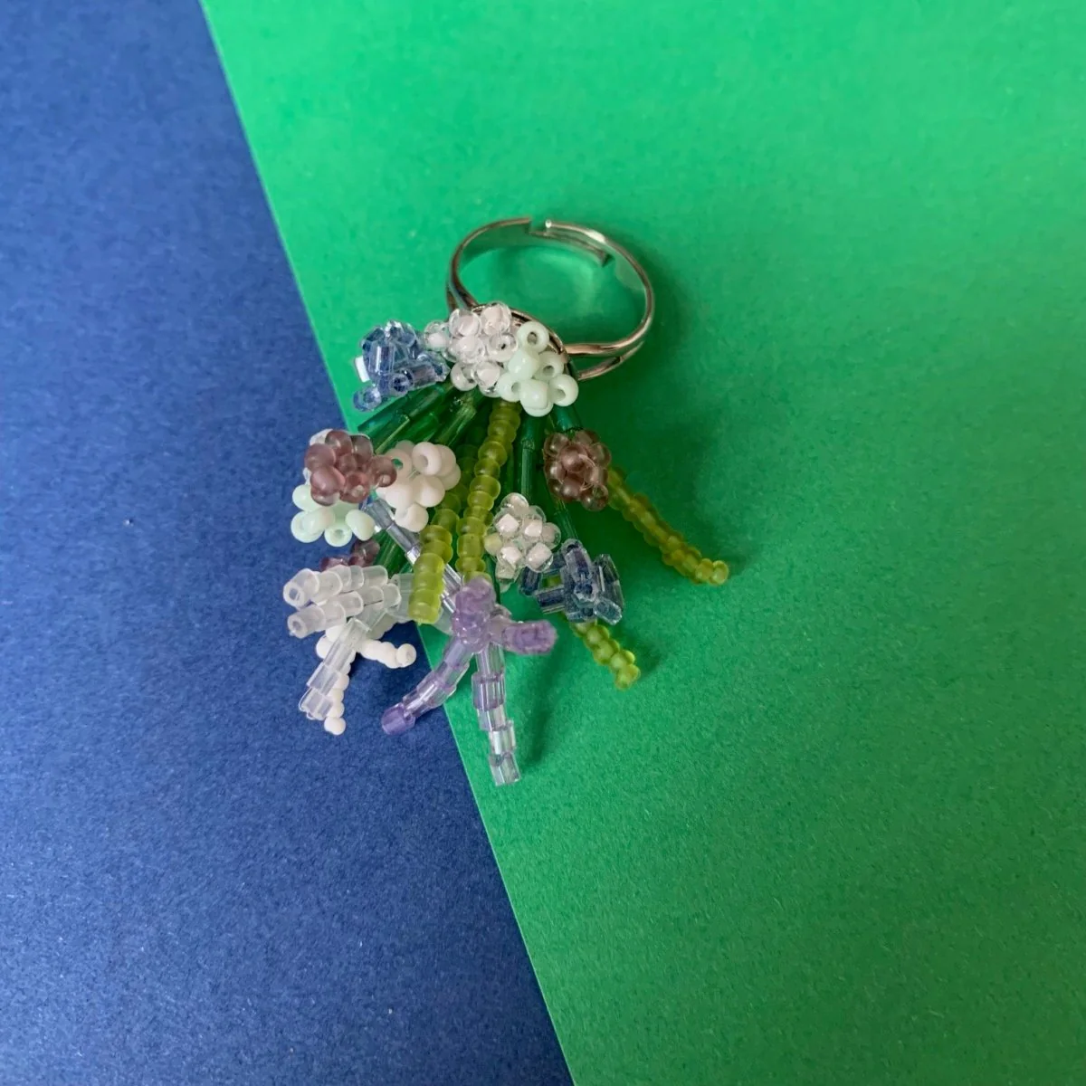 Edmé Beads Adjustable Flower Arrangement Ring (Gold or Silver Tone) - Image 3