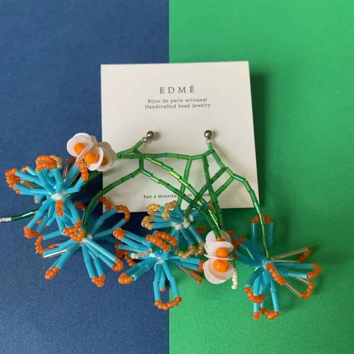 Edmé Beads Flower Drop Bead Earrings (Various Colours) - Image 3