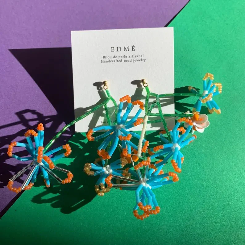 Edmé Beads Flower Drop Bead Earrings (Various Colours) - Image 4
