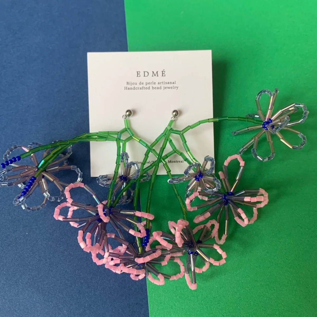 Edmé Beads Flower Drop Bead Earrings (Various Colours) - Image 5