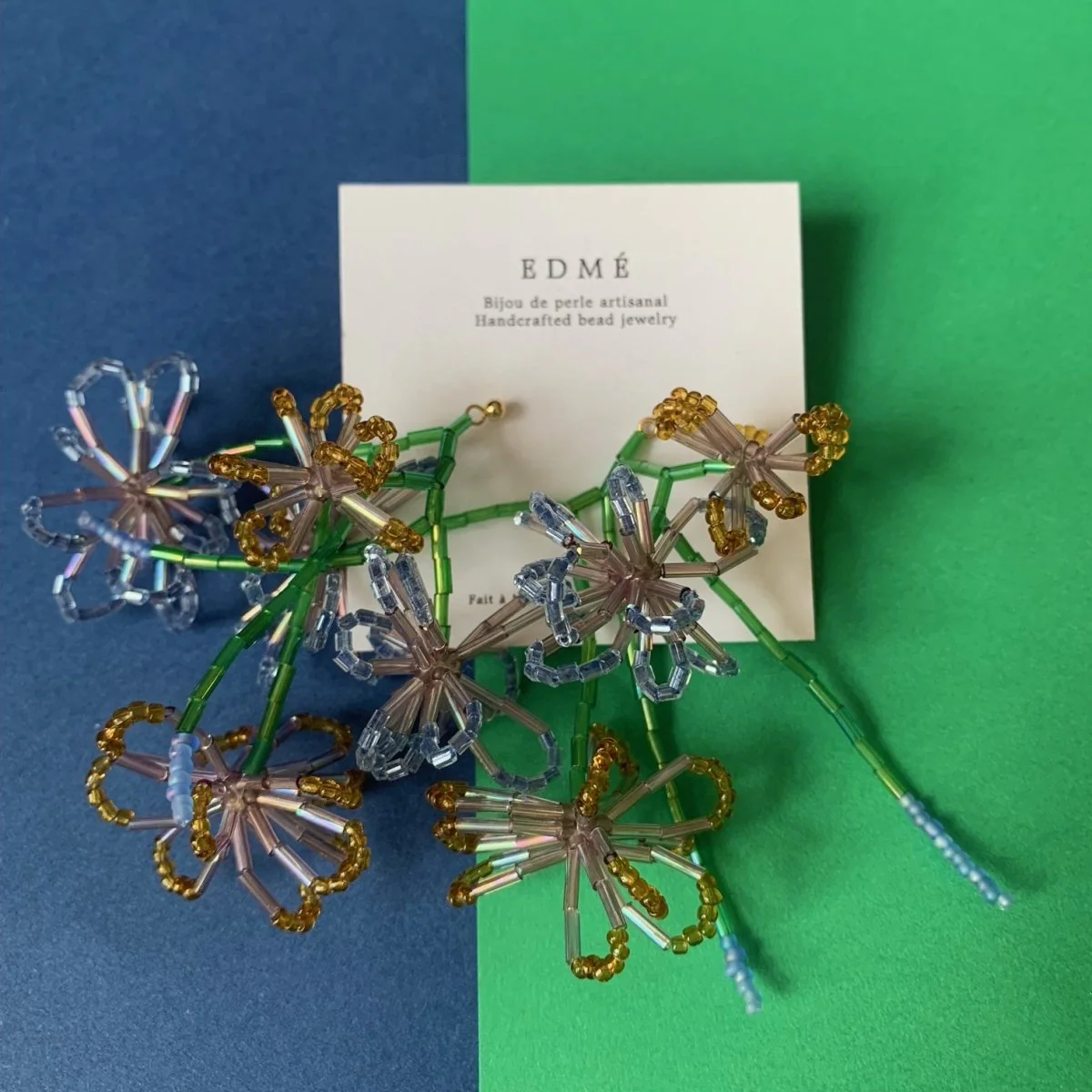Edmé Beads Flower Drop Bead Earrings (Various Colours) - Image 7